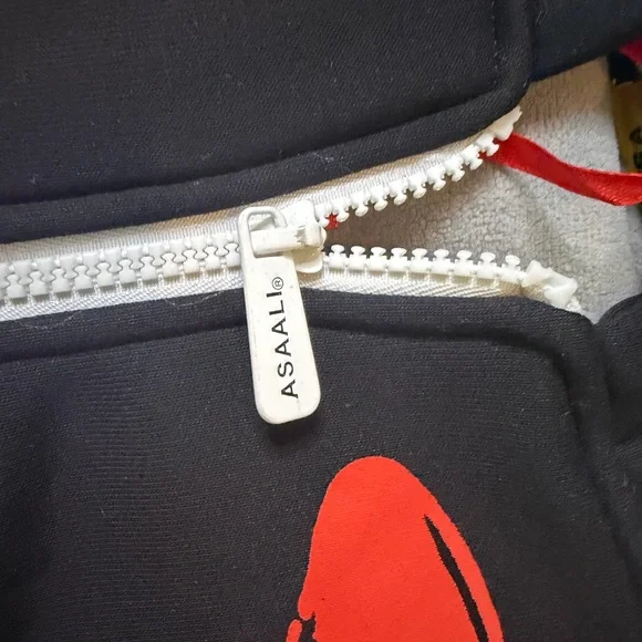 Assali x Cough syrup Red and Black Graphic Zip-Up Sweater